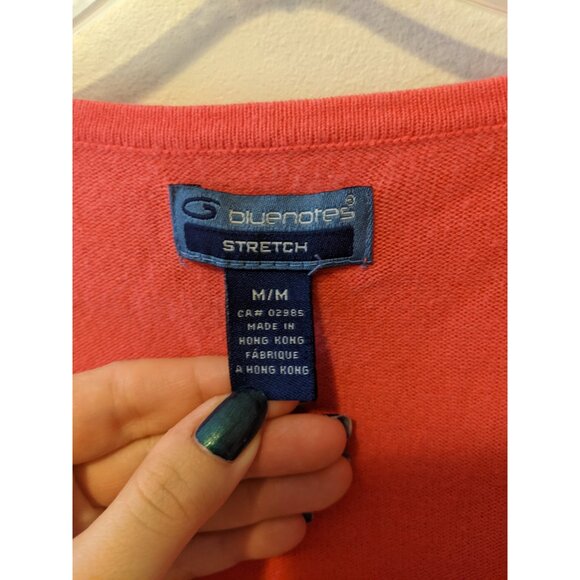 Vintage Y2K Scoop Neck Coral Sweater Minimalist 3/4 Sleeve Fall Ribbed Orange M - Picture 11 of 11